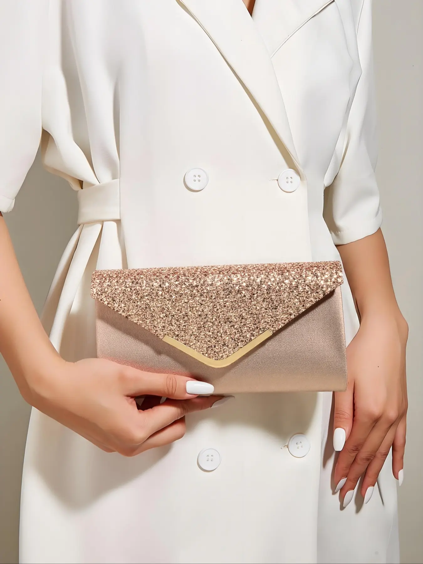 Elegant Women's Evening Bag, Shiny Envelope Clutch, Fashion Shoulder Chain, Perfect for Weddings, Travel, Business, Parties
