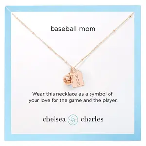 CC Sport Baseball Mom Rose Gold Double Charm Necklace