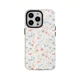 Light Pink And Light Blue Small Floral Patterns Two-In-One Texture Phone Case Suitable For iphone 17 pro case 16 max plus air 15 14 13 & For Samsung Galaxy S25 S24 Ultra Galaxy A15 A16 5G