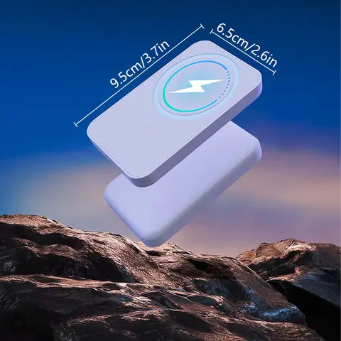 10000mAh Portable Charger, MagSafe Charger Wireless Power Bank - 15W Wireless Charger - Portable Magnetic Battery Pack for iPhone 16, 15, 14, 13, Plus, Pro, Max, and More - White