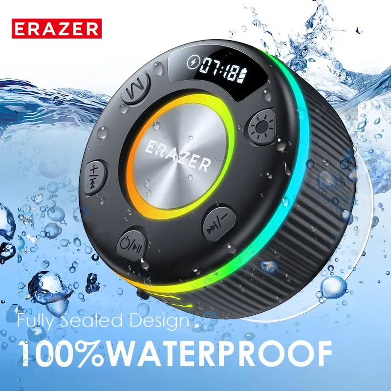 ERAZER XM102 Waterproof Shower Bluetooth Speaker Portable Wireless Speaker with Suction Cup IPX6 Waterproof Speaker Suitable for home/party/outdoor/beach, electronic products, birthday gifts