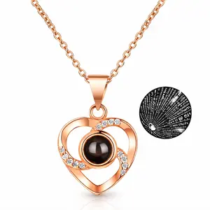 100 Languages I Love You Projection Heart Necklace- Quiet Luxury Trendy It Girl Ins Aesthetic Romantic Sentimental Statement Jewelry accessories for women valentines gifts for gf