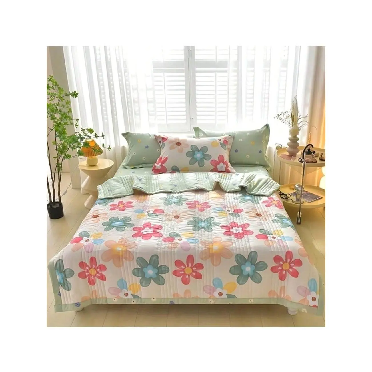 Ultra Soft Cooling Quilt, Lightweight All Season Plaid Bedding, Embossed Polyester Bedspread, Machine Washable, Hotel Luxury Quilt