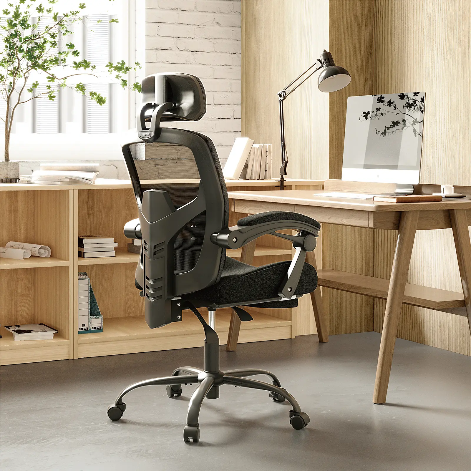 Ergonomic Office Chair with Footrest - Reclining Mesh Desk Chair with Adjustable Headrest & Lumbar Support - High Back Computer Chair for Home Office & Gaming