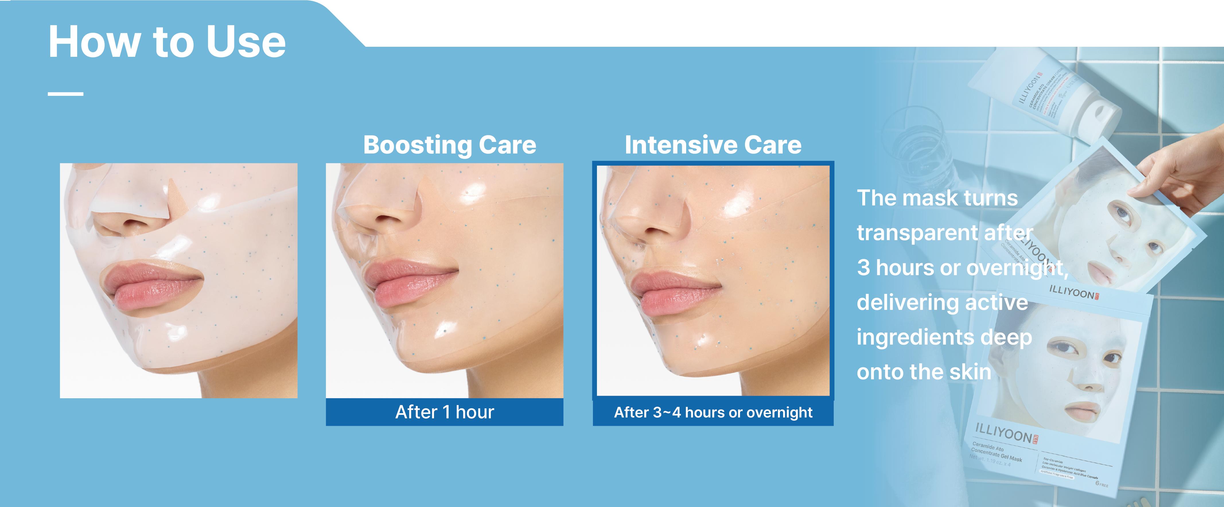 ILLIYOON Ceramide Ato Concentrate Gel Mask | Overnight Facial Mask for Glass Skin Glow, Collagen & Soy-Ceramide with Hyaluronic Acid, Korean Pore Tightening, Hypoallergenic, Vegan Certified, 1.19 oz X 4ea