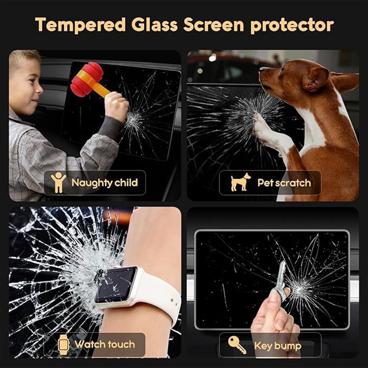 Anti-Glare Tesla Screen Protector for 2025 Model 3/Y  Matte Tempered Glass with Blue Light Filter
