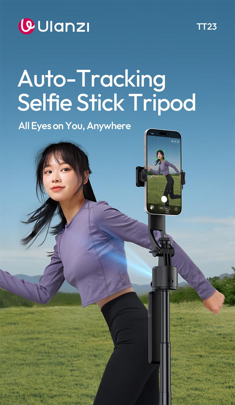 ULANZI TT23 64" Auto Face Tracking Tripod for iPhone/Android with Remote 360° Rotating Selfie Stick Follows Your Movement Facial Recognition Tripod for iPhone 17/16/15/14/13/Android/Camera/GoPro