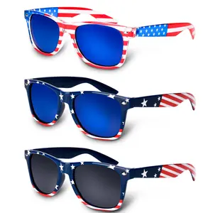 3 Pairs American Flag Sunglasses, 4th of July Decorations Frame Sunglasses for Women Men Teens, Patriotic Party Favors Supplies Independence Day Memorial Day Decorations 4th of July Accessories