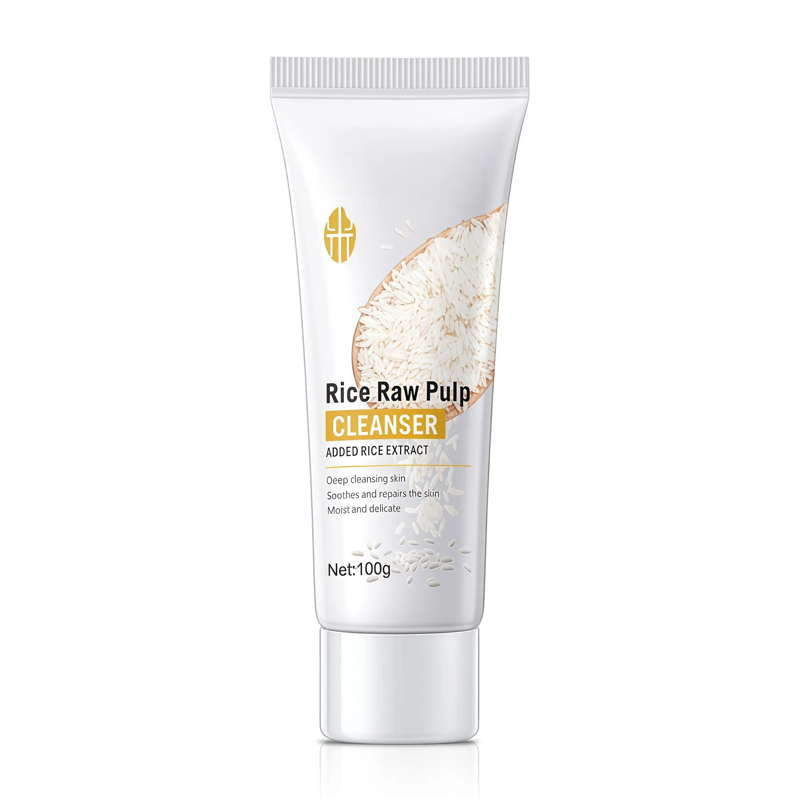 Gentle Foaming Face Wash with Rice Extract, Korean Inspired Skincare, Deep Cleansing and Moisturizing Creamy Cleanser for All Skin Types, 100g, Facial, Evening