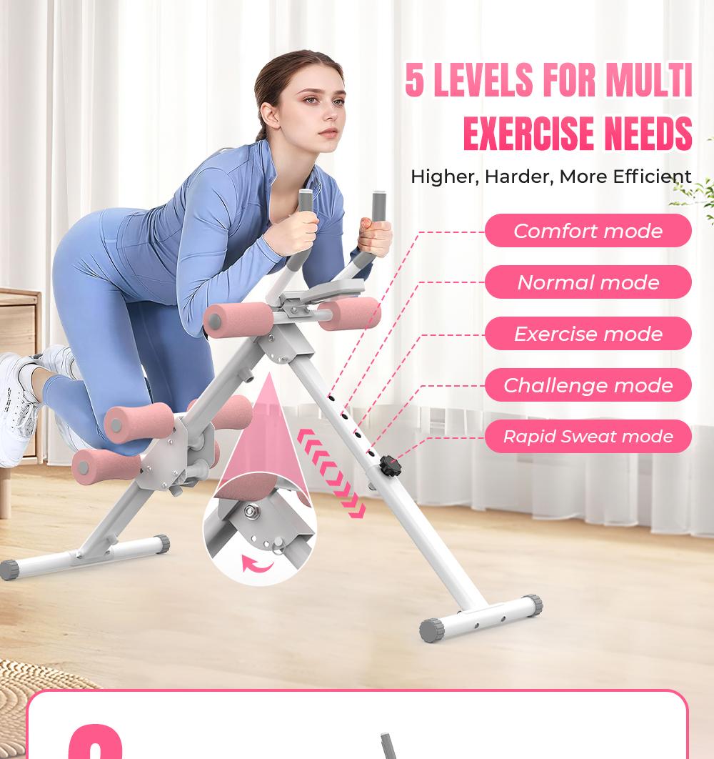 RELIFE SPORTS Foldable Adjustable Ab Trainer with LCD Monitor 5-Level Height 440LBS Capacity Home Gym Equipment for Women Ideal New Year Gift