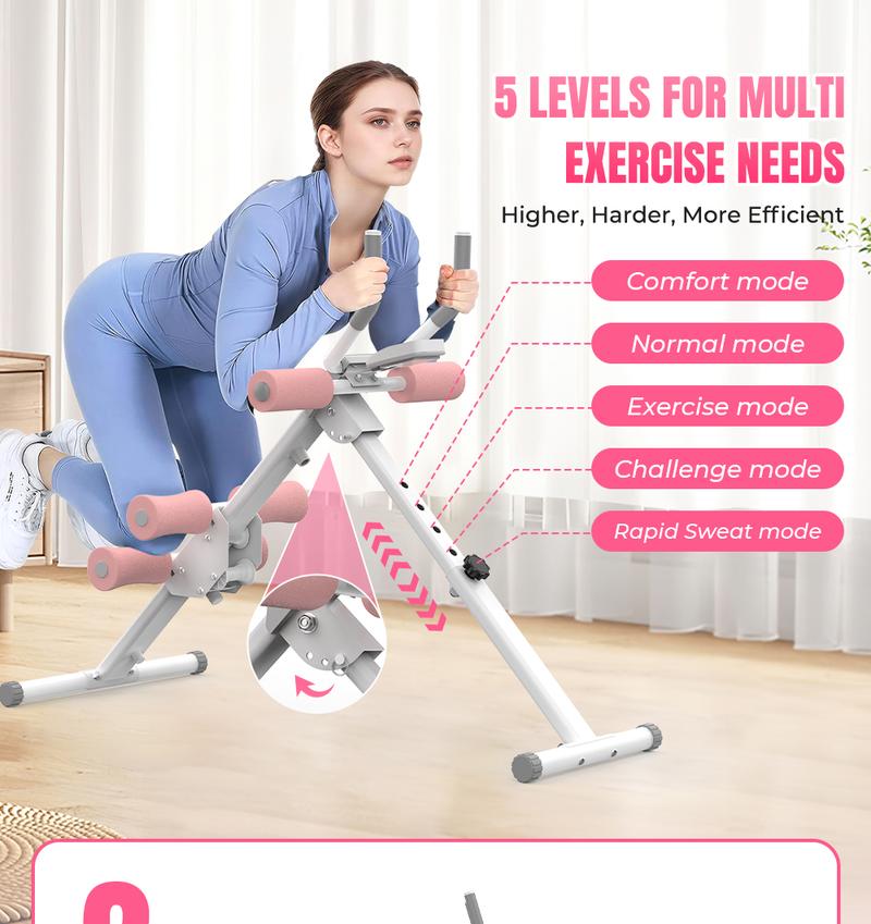 RELIFE SPORTS Foldable Adjustable Ab Trainer with LCD Monitor 5-Level Height 440LBS Capacity Home Gym Equipment for Women Ideal New Year Gift