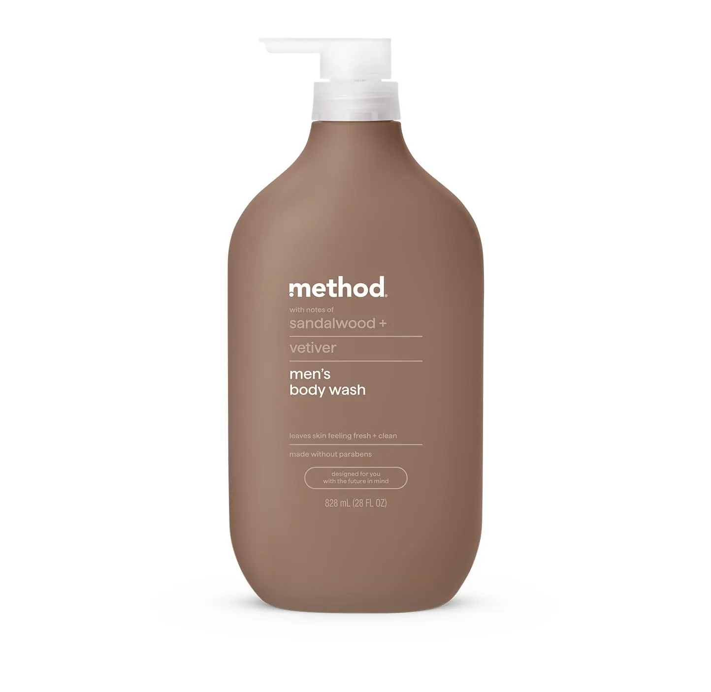 method Men’s Body Wash, Sandalwood + Vetiver, 28 fl oz | Soothing Formula, Leaves Skin Feeling Soft & Moisturized, Rich Lather, Made Without Parabens