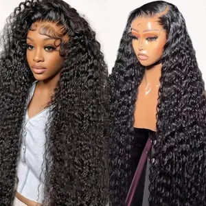 Bling Hair 13x6 13x4 Deep Wave Lace Front Wigs Human Hair 180% Density Deep Wave Frontal Wigs Glueless Wig Human Hair HD Lace Curly Wigs for Black Women Pre Plucked with Baby Hair Curly Lace Front Wig
