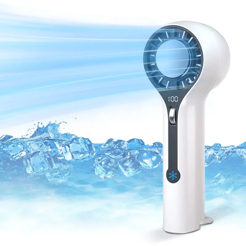 2026 High-Speed Fan 1-100 Levels Precision Roller Control Portable Handheld with Digital Display 3000mAh Battery Powerful Airflow for Travel Camping & Outdoor Enhanced Cooling with Ice Function