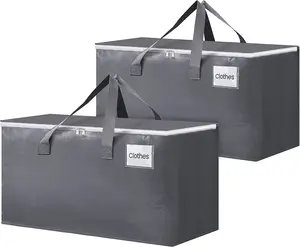 Blisstotes Large Moving Boxes and with Zippers & Handles Moving Supplies with Lids, Heavy Duty Totes for Storage Bags for Space Saving, Fold Flat, Moving and Storing 76L, 2 Pack BlissTotes