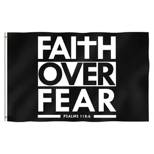 Faith Over Fear Bible Scripture Verse Christian Flag 3 X 5 FT Single Side Flag - Vivid Color and UV Fade Resistant - Canvas Header and Double Stitched - Polyester with Brass Grommets 3 X 5 Ft Banners summerwins