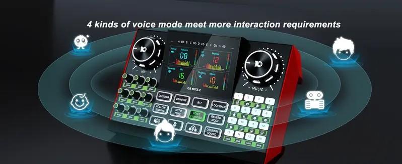 Tenlamp G9 Live Streaming Sound Card Set, Mixer Device with Voice Changer, 2-Level Noise Reduction, Built-in 2000mAh Battery for Live Streaming, Singing and Video Makers