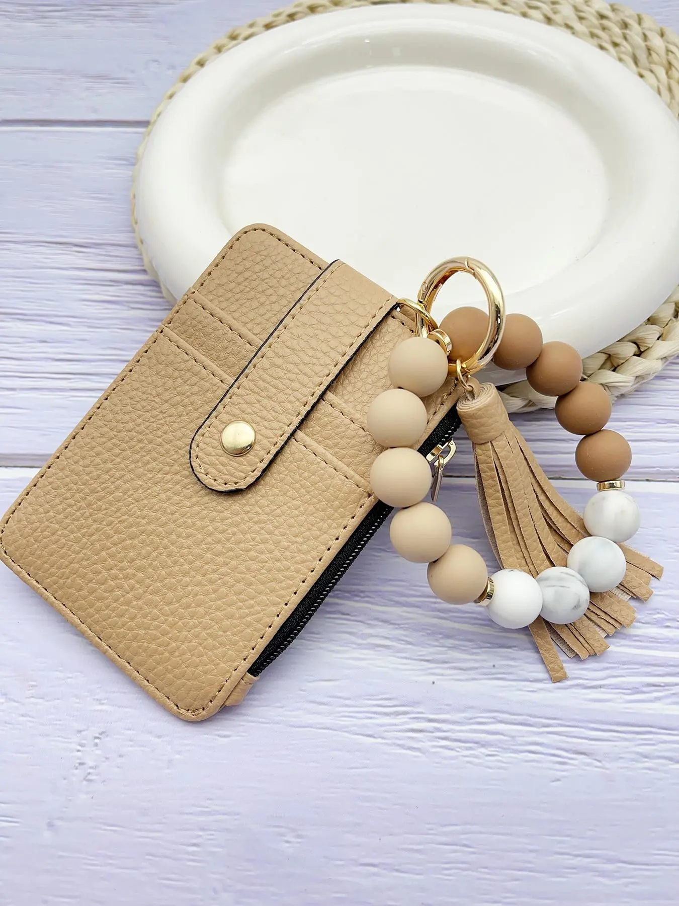 Boho Style Beaded & Tassel Decor Keychain, Silicone Beaded Keychain for Women & Girls, All-match Keychain for Birthday Gift, Bohemian Keychain, Key Holder, Keyring, Cool Keychains, Key Ring Accessory