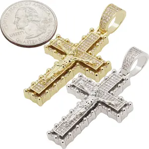 14k Yellow/White Gold Plated AAA Cubic Zirconia Crucifix Cross Pendant