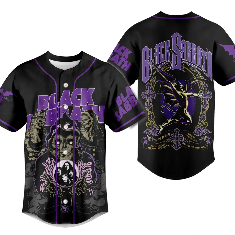 Black Sabbath Master Of Reality Heavy Metal Button Down Baseball Jersey HY5461