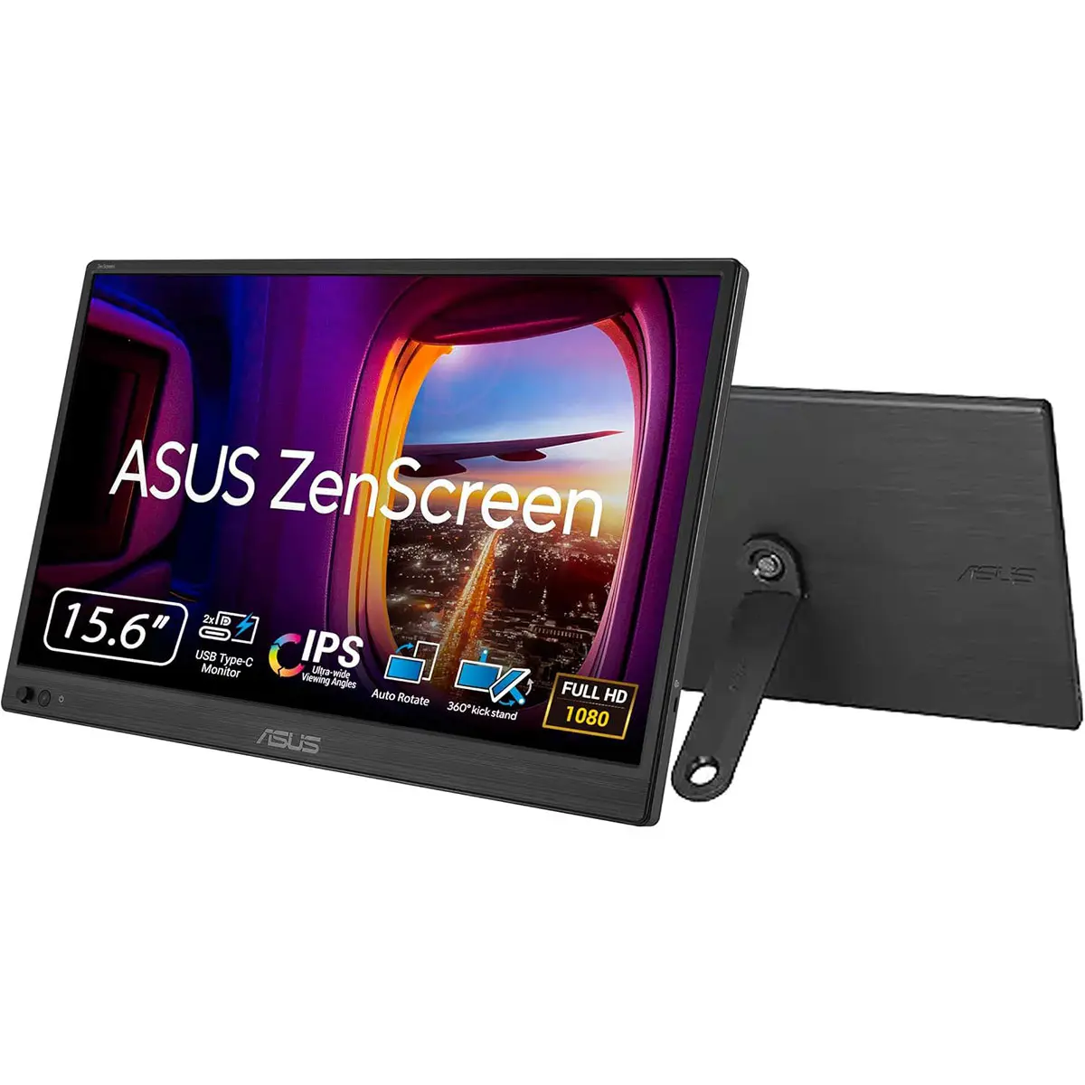 ASUS ZenScreen MB169CK-P Portable Monitor, 15.6" 16:9 1920x1080 Full HD IPS Panel, Auto Rotate Function, USB-C Port LED Display for Computers & Office Use