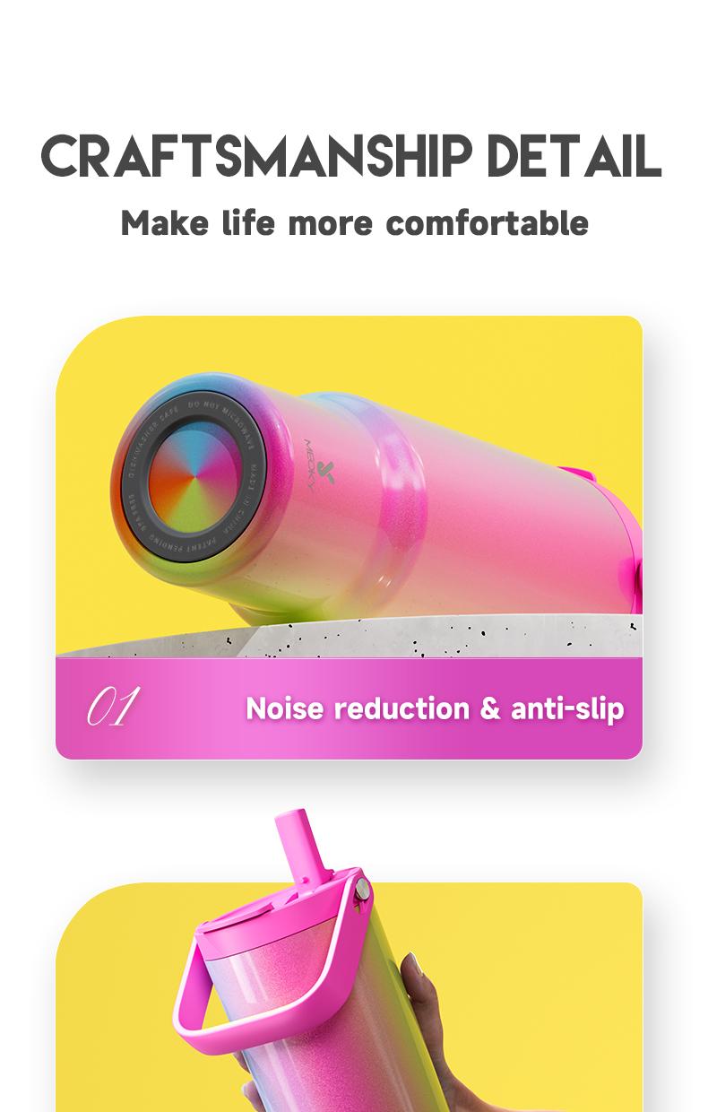 MEOKY Christmas 40oz Car Insulated Mug, Reusable Large Capacity Insulated Mug, 24 Cold Keeping, Leakproof Tumbler , Replaceable Handle, Includes Braided Handle