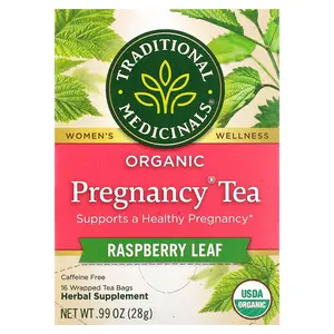 Traditional Medicinals Organic Pregnancy® Tea, Raspberry Leaf, Caffeine Free, 16 Wrapped Tea Bags, 0.99 oz (28 g)