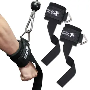 1pair Adjustable Wrist Cuffs Weightlifting Straps with Ring,Premium Padded Straps for Cable Machine Workout for Weightlifting