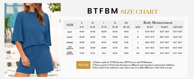 BTFBM Women Summer 2-Piece Outfits 2025 Matching Set Casual 3/4 Sleeve Tops Elastic Waist Shorts Lounge Sets With Pocket #Clearance BTFBM Women Summer 2-Piece Outfits 2025 Matching Set Casual 3/4 Sleeve Tops Elastic Waist Shorts Lounge Sets With Pocket #Clearance