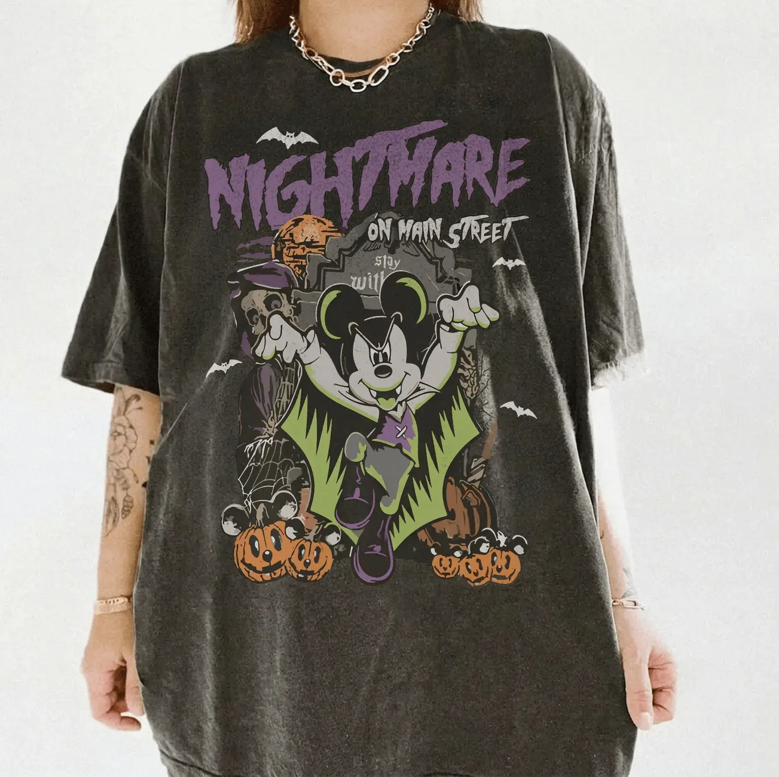 Vintage Nightmare On Main Street Tee, Halloween Maickey Dracula Shirt, WDW Halloween 2026 Trip, Family Vacation