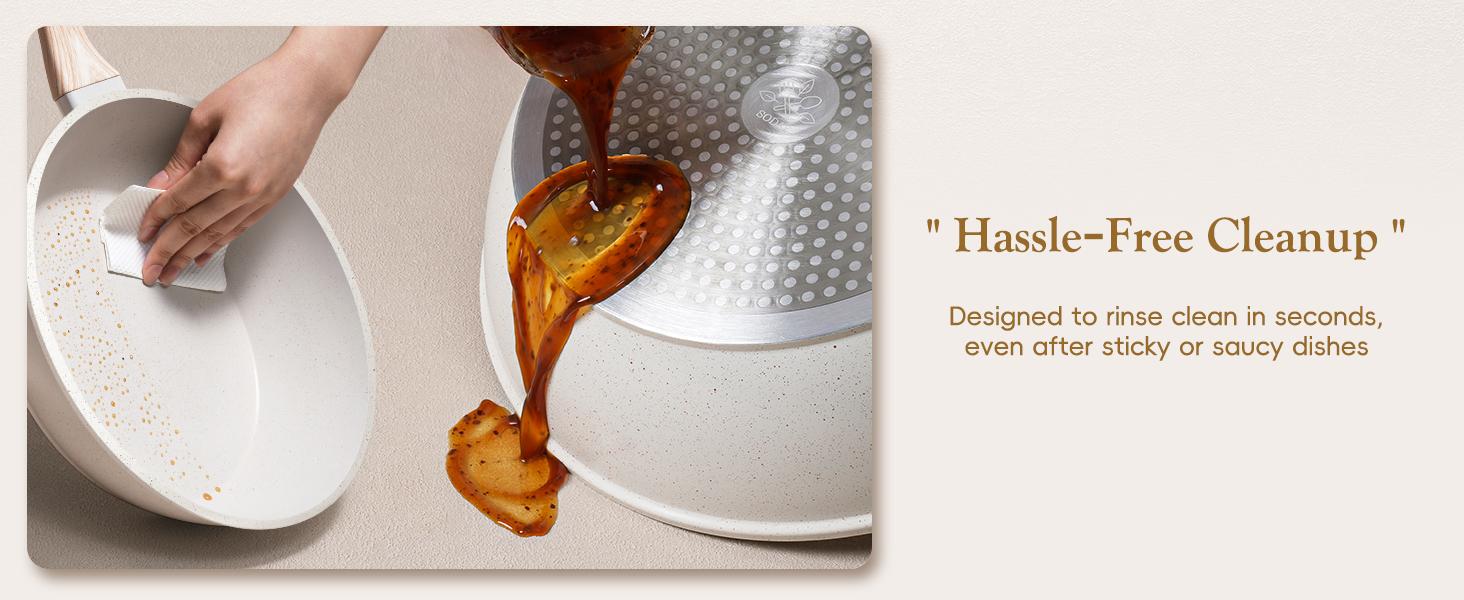 SODAY Pots and Pans Set Non Stick, 12Pcs Kitchen Cookware Sets Non-toxic Healthy Nonstick Kitchen Cooking Set with Frying Pans, Saucepans,Glass lid,Kitchenware,stock up on specials,Valentines Day gifts  Aluminium Durable Bakelite Handle