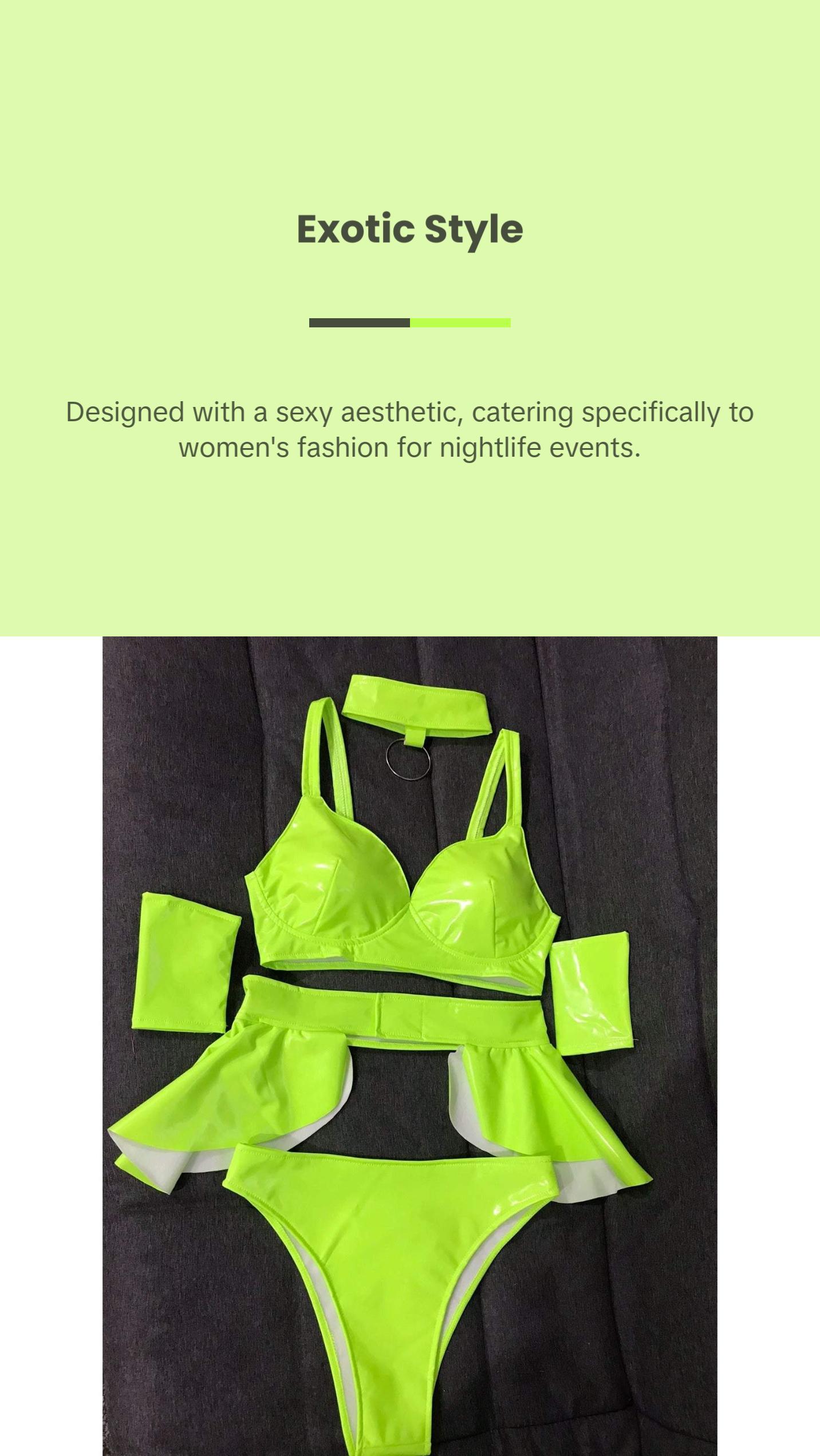 Bar Costume Sexy Fluorescent Elastic Patent Leather Dress Clothes Womenswear Collar