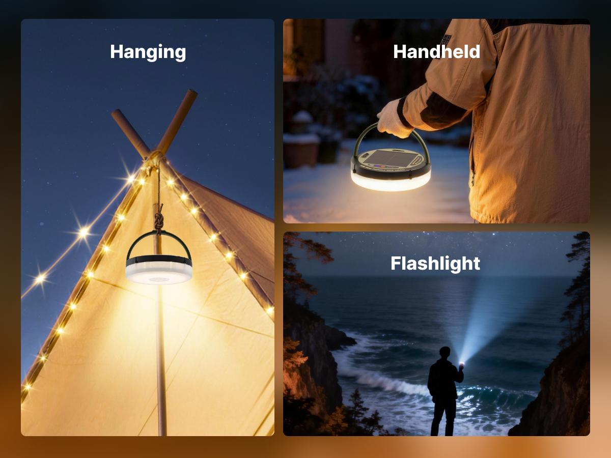 OGERY Solar Camping String Lights, 5400mAh 49.2Ft Retractable LED String Lights, Solar & Battery Powered, Waterproof Emergency Outdoor Lights