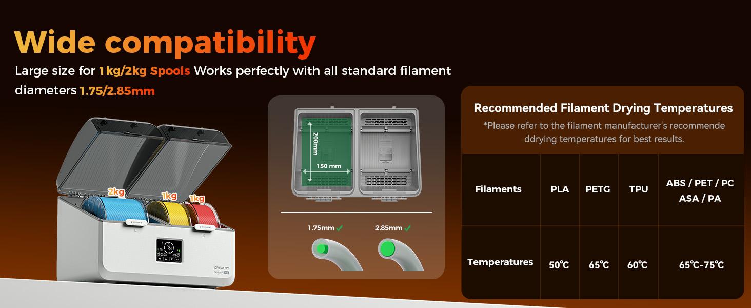 Creality SpacePi X4L Filament Dryer Box, 4-Spool Capacity, Rapid 75℃ Heating