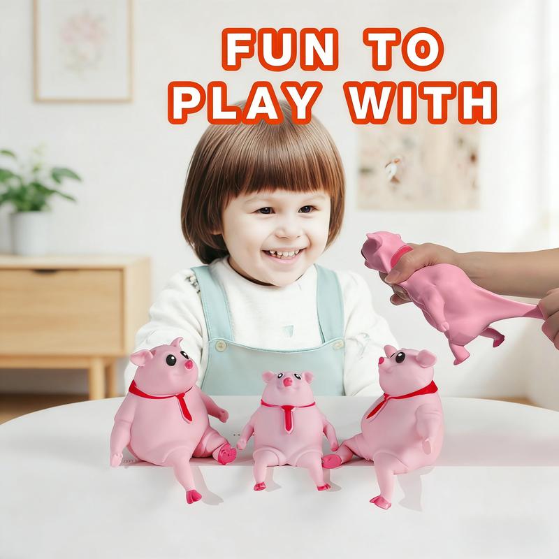 Cute and elastic pink pig plush toy | Super stress relieving toy | Creative and fun gift