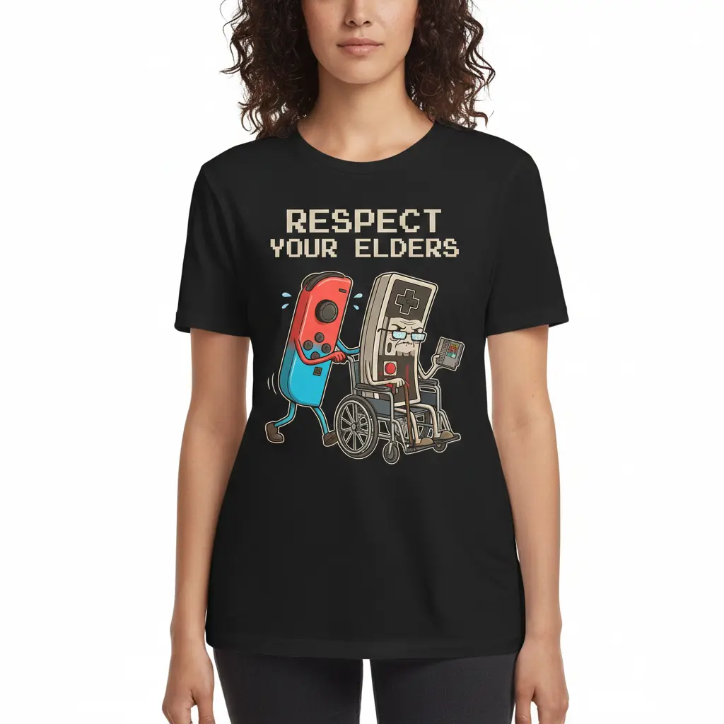 Funny Retro Gamer Graphic T-Shirt, Breathable Soft Cotton Classic Relaxed Fit Tee, Vintage Gaming Lover Gift for Men & Women, Shortsleeve, Fabric, Streetwear, Tshirt, Plus Size Clothes, Casual Wear, Retro Graphic, Multi-Size, Jackets, Everyday, Essential,