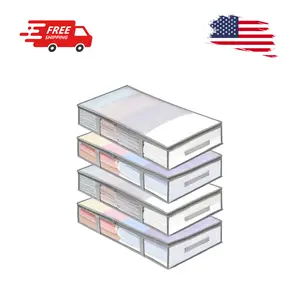 4 Packs Under Bed Storage Containers Bins, Humid-Proof Plastic