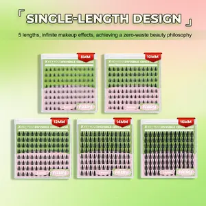 KEYYOU Fairy Single Length DlY Lash Cluster Invsible Band Natural 10mm 12mm 14mm 16mm Waterproof Long-Lasting Eyelashes Extensions  D Curl Easy to Use for Beginners Feline lash look Medusa Lash handmade lash TikTok Shop SpringGlowUp