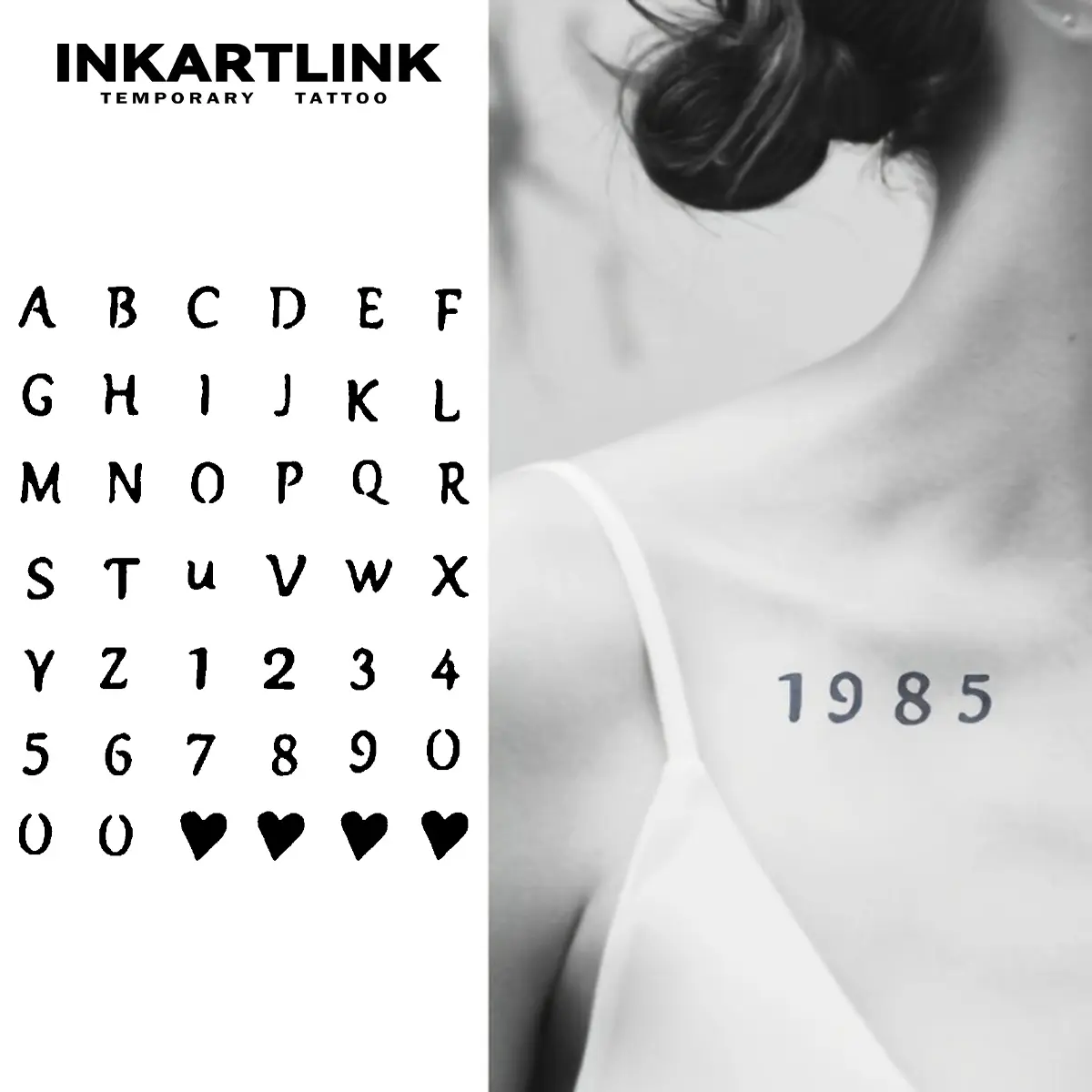 INKARTLINK Tattoo Tech, 2 Sheets Semi-Permanent Temporary Tattoos ,Stylized Alphabets And Numbers,Adult Art Design,Lasts 1-2 Weeks, Waterproof, Realistic Look, No Adhesive, No Reflection,For Man And Woman,Ideal for Swimming, Party, Tattoo Stickers, Realis