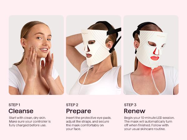 Wavytalk Glow Time LED Therapy Face Mask for Anti-Fine Line, Anti-Acne, and Skin Rejuvenation with Red, Near-Infrared Light, Blue and Amber Light,Perfect Gift