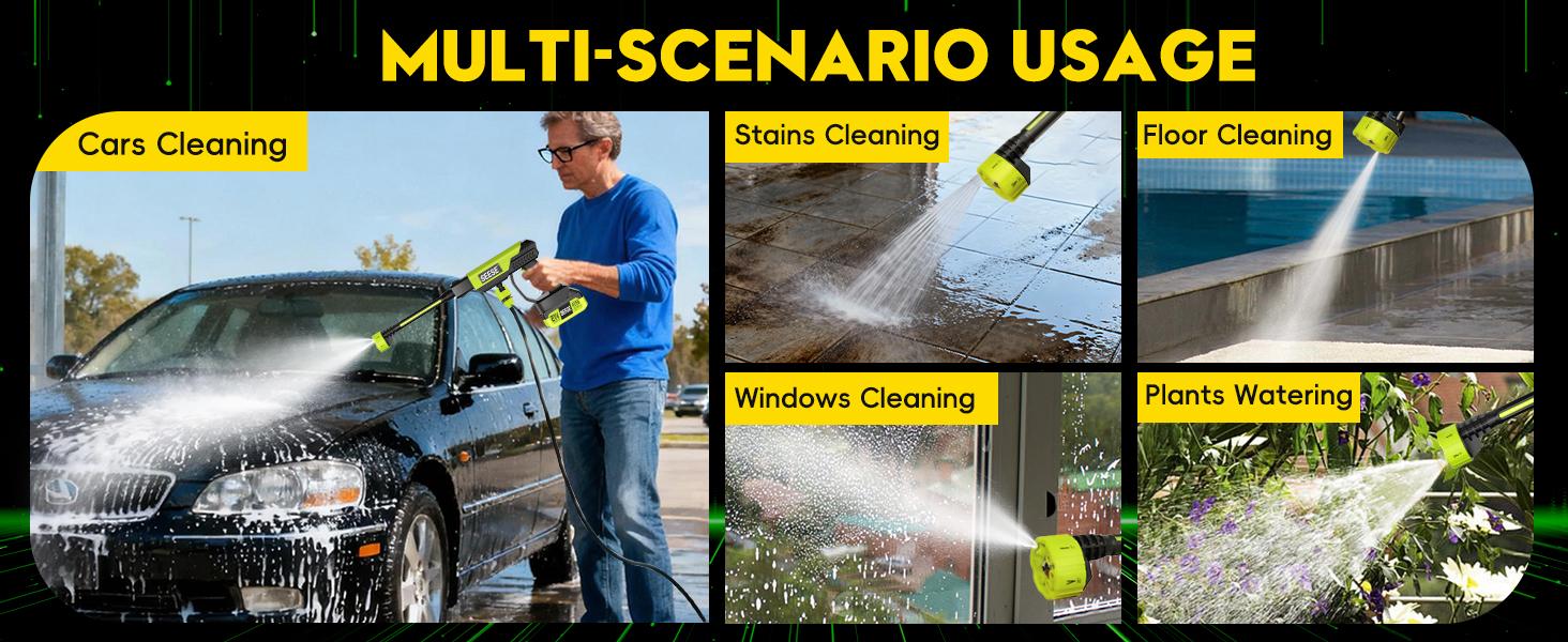 SEESE Cordless Pressure Washer and Single Port Charger Base, Bottle Portable Washer for Car,Home Cleaning & Garden Watering  Holiday gifts