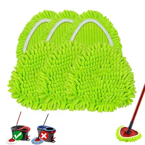 Microfiber Chenille Mop Refills, Compatible with EasyWring 1-Tank Spin Mop, Triangle Replacement Heads, Machine Washable, Non-Slip Fluff, for Hardwood, Tile, Marble Floors