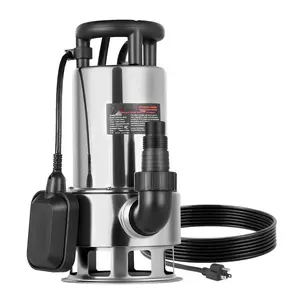 1 HP Submersible Sump Pump, 5500 GPH, Stainless Steel Sewage Dirty Water Pump with Automatic Float Switch, Long Power Cord, 30 Ft Max Lift, Ideal for Pools, Garden, Ponds, Basements, Flooded Areas and Water Removal