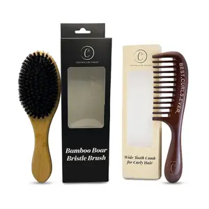 Boar Bristle Brush + Detangling Wide Tooth Comb