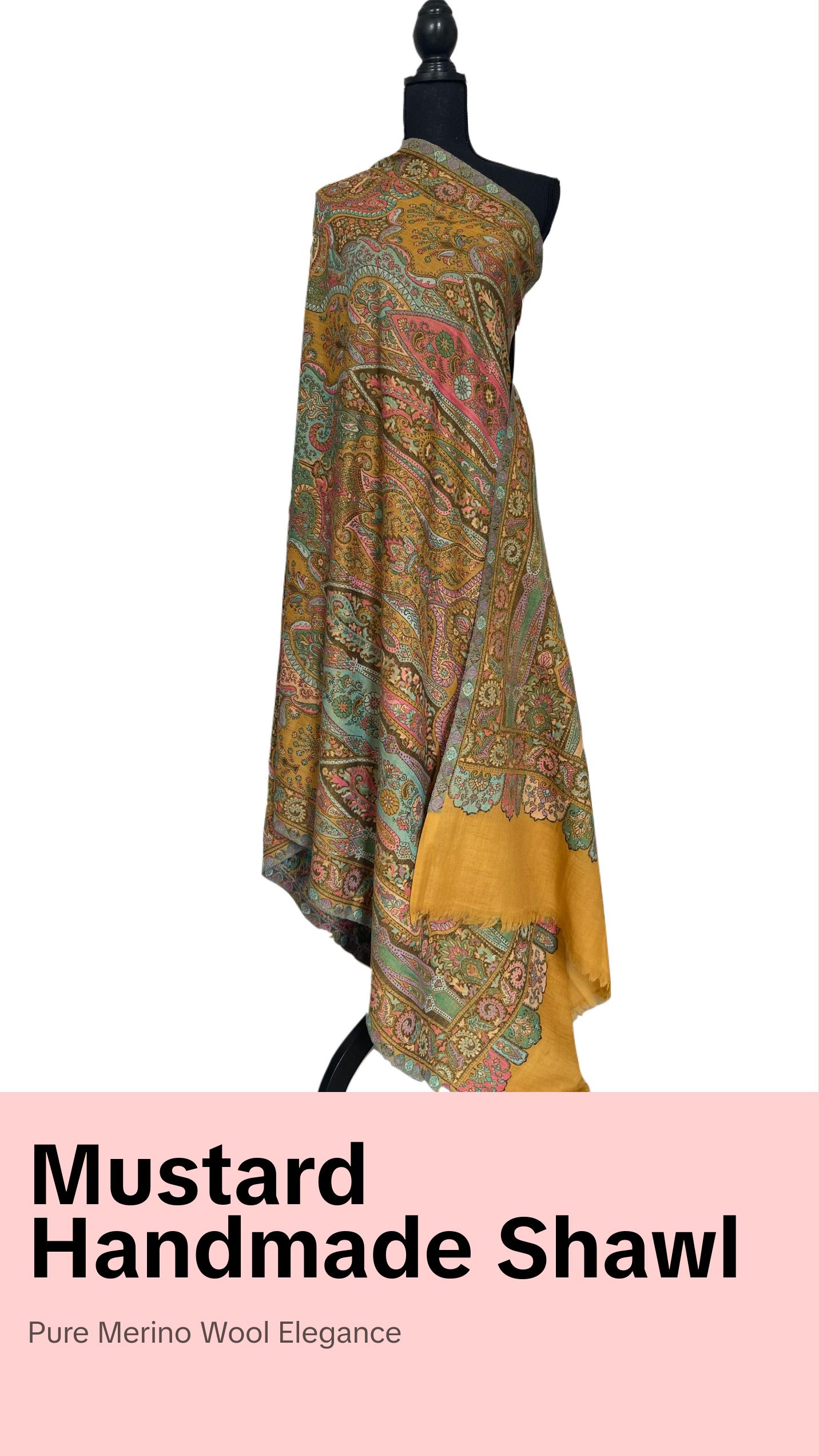 Handmade Pashmina Shawl - Mustard