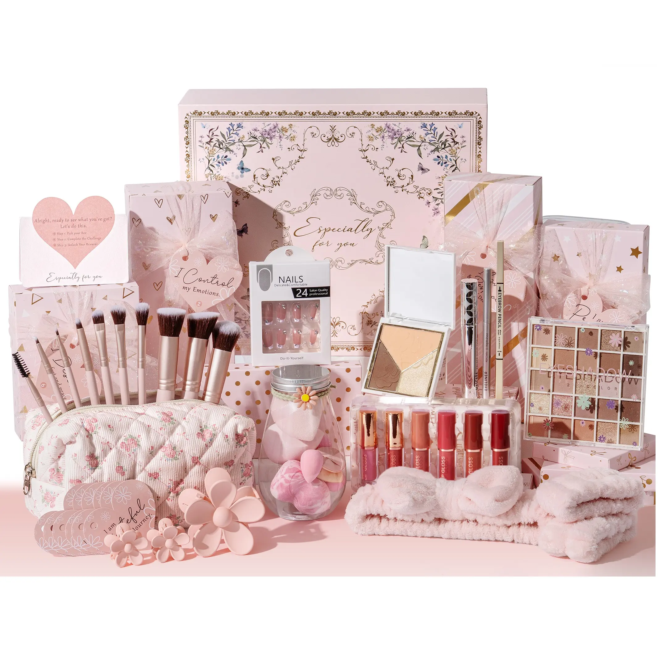 MAYICIVO Graduation Gifts for Teen & Tween Girls Trendy Makeup Gift Set with Positive Affirmation Cards – 10 Individually Wrapped Beauty Gifts with Empowering Challenges, Motivational Birthday Gift Basket mothersdaygift