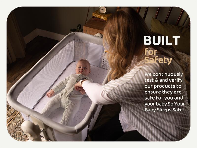 HARPPA 3-in-1 Rocking Baby Bassinet & Bedside Sleeper, Height Adjustable Crib,  Baby Bassinet with Wheels & Storage Basket, Sleeping Cot, Baby Essentials