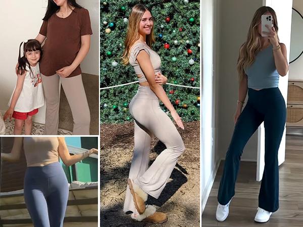 ODODOS Cloud Feeling Crossover High Waist Flared Pants for Women, Bootcut Yoga Pants with Back Pocket-30/32" Inseam