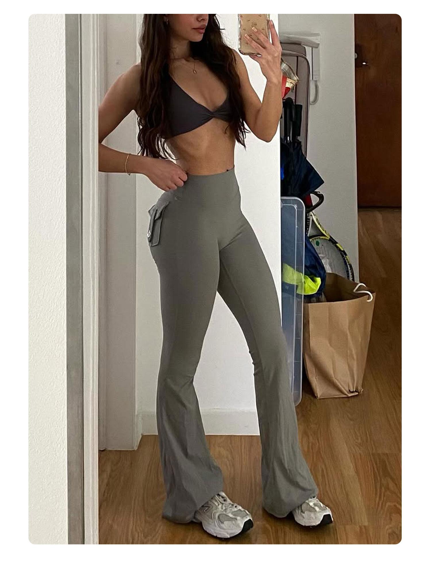 YEOREO CoreFlex Flare Leggings with Pockets for Women Scrunch Workout Leggings Butt Lifting Gym Yoga Pants SpringStatements