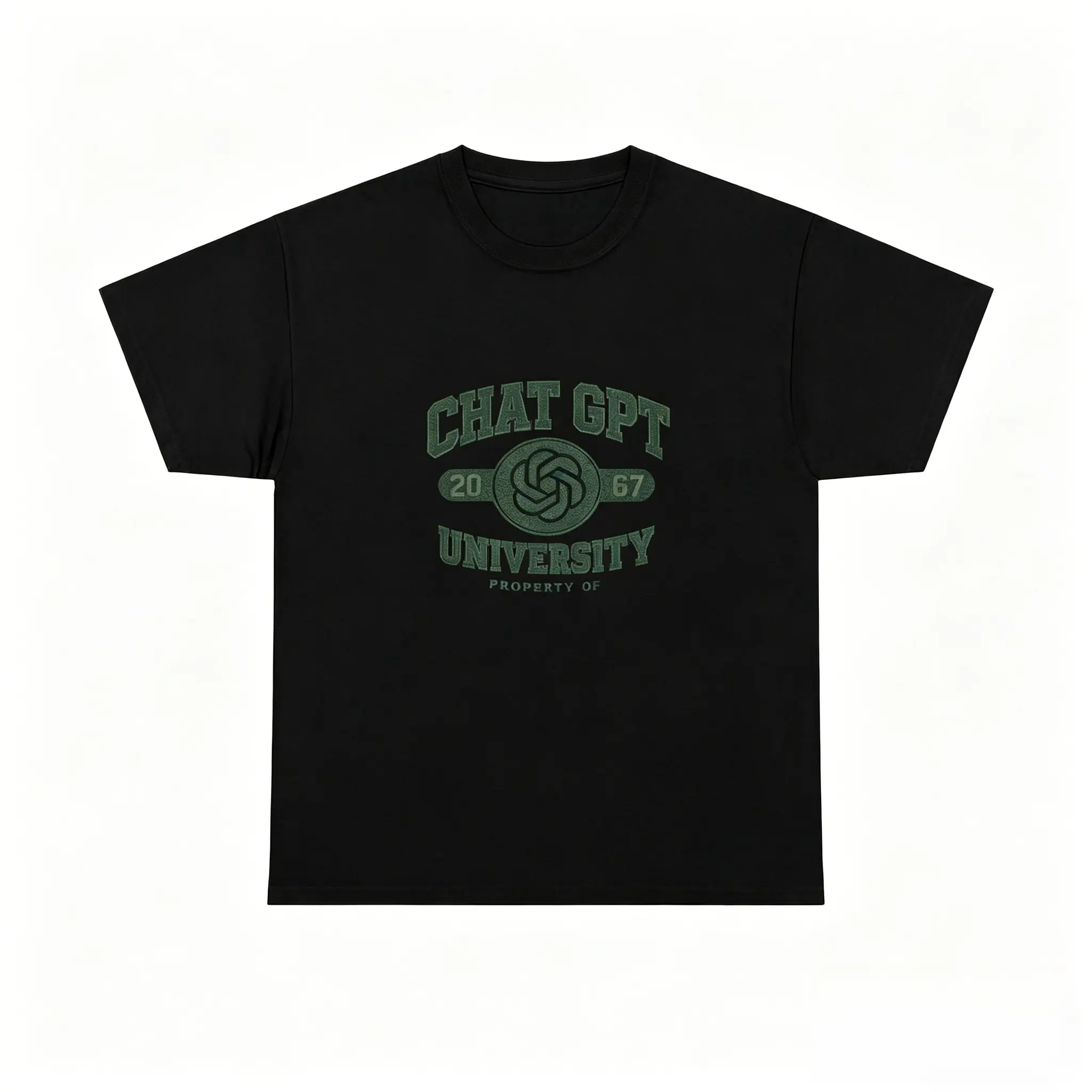 100% Cotton Graphic Sports Top - Chat GPT University Print, Casual Short Sleeve Round Neck, Soft Lightweight Shortsleeve Athletic Top, Tops